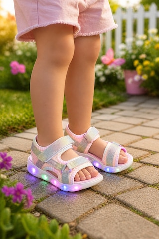 Minibonito Kız Çocuk Renkli Işıklı Yazlık Sandalet Pembe