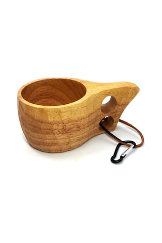 Desenli Kuksa Bardak Açık Ahşap