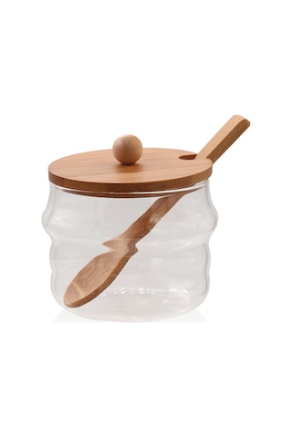 The Mia Bambu Kapaklı Borosilikat Cam Kavanoz 250 Ml