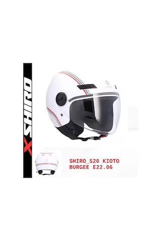 Shiro Jet&Ofc Kioto Burg Motosiklet Kaskı Beyaz-Kırmızı