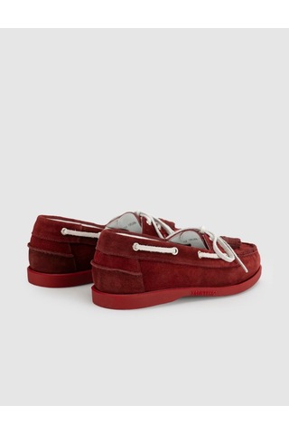 Bordo Detaylı Hakiki Deri Marin Loafer Ayakkabı