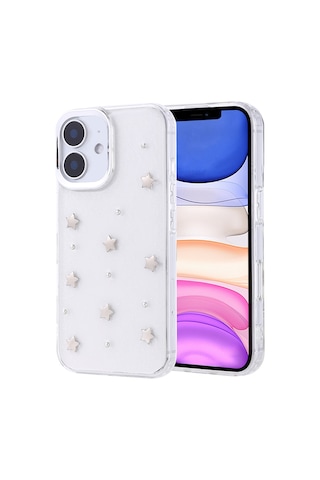 Zore Apple Uyumlu iPhone 11 Kılıf Airbag Tasarımlı Simli Şeffaf Kutup Kapak - Yıldız Şeffaf