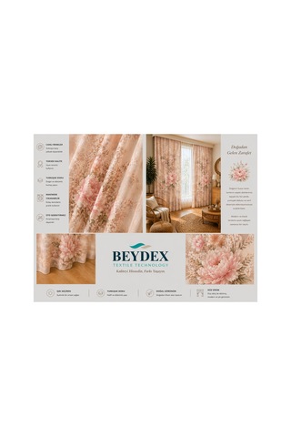 2 Adet 140x260 Cm Ölçüsünde Şık Dekoratif Fon Perde Koleksiyon Bej