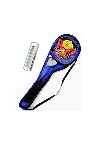 Çantalı Badminton Seti 2 Raket 6 Top Badminton Seti Mavi Renk