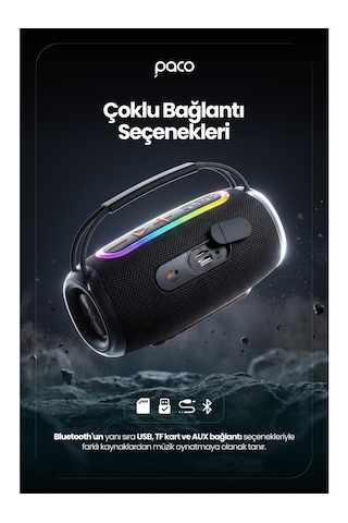 Dossimo Paco 30w Güçlü Ses Bt Aux Usb Tf Card Çoklu Bağlantılı Suya Dayanıklı Speaker Hoparlör Ses Bombası