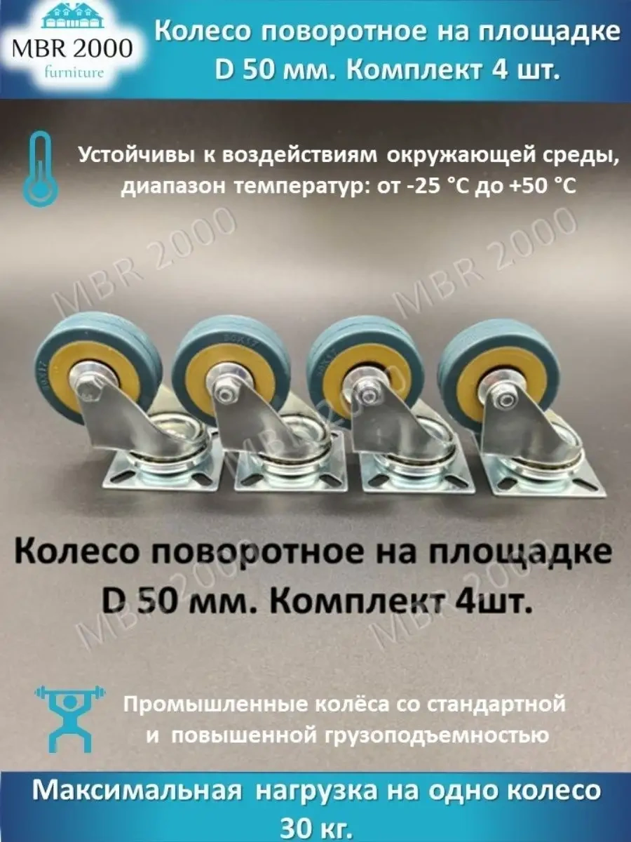 Mbr2000 Döner Platformlu Mobilya Tekerleği D 50 Mm 37406753 Gri