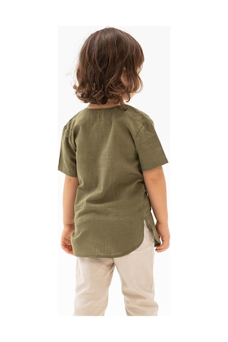 Eliş Şile Bezi Kısa Kol Şile Bezi Bisiklet Yaka Erkek Çocuk Tshirt Haki 3049