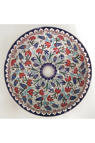 Can Seramik - El Yapımı Desenli Iznik Çini Lavabo