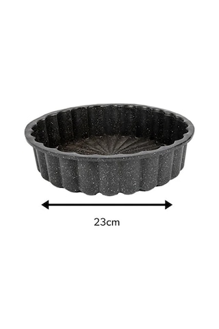 23 Cm Döküm Küçük Tart Kalıbı Kaydırmaz Tabanlı Siyah
