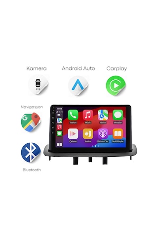 Renault Megane 3 Android Multimedya Sistemi 2010-2015 4gb Ram, 64gb Hafıza, Bluetooth, Carplay & Android Auto Kamera  9"