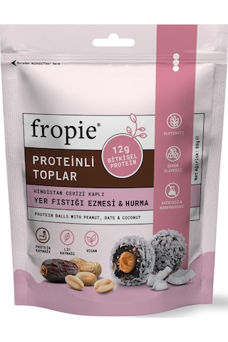 Fropie Proteinli Meyve Topları - Hindistan Cevizi Kaplı & Yer Fıstığı Ezmeli 80 G