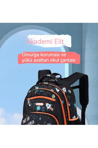 Relaxed Okul Çantası Çocuk 3.-6. Sınıf İlköğretim Okulu Çocuğu Büyük Kapasiteli Sırt Çantası Sırt Çantası Uzay Schoolbag-mavi