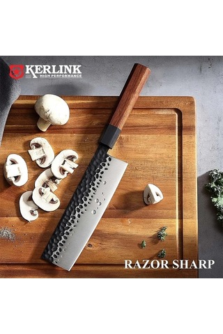 Novahub Bj05 7 İnç 440c Çelik Mutfak Bıçağı Ahşap Ahşap