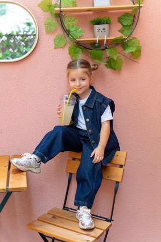 Oliven The Kid Oliventhekid Unisex Beli Lastikli Cepli Balon Kot Pantolon Mavi Mavi