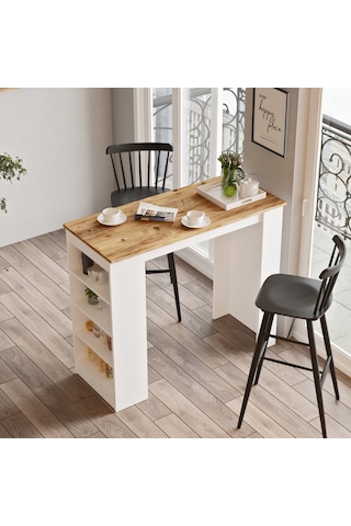 Yurudesign Style Bar Masası Mutfak Yemek Masası Atlantik Çam-Beya