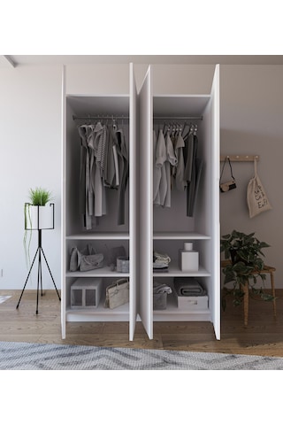 Monza 4 Kapılı Beyaz Gardırop Dolap 120 Cm