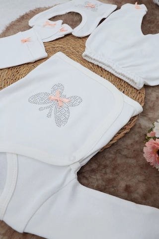 Sema Baby 5 Parça Hastane Çıkışı Zıbın Seti 0-3 Ay - Butterfly Beyaz