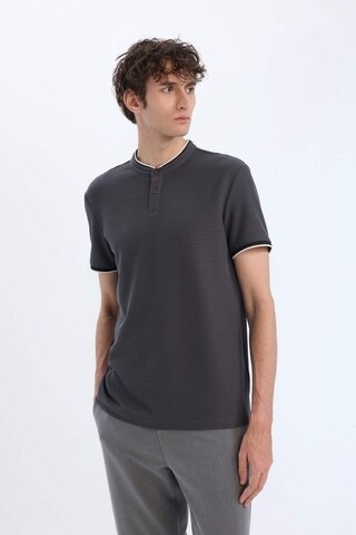 Defacto Slim Fit Dar Kesim Dik Yaka Dokulu Kısa Kollu Waffle Polo Tişört Z4262az25smar15 Antrasit