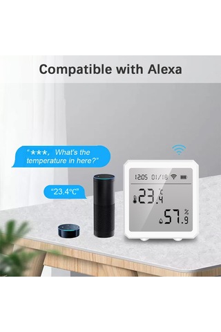 Lemestar Tuya Wıfı 2.4g Mini Nem Ve Sıcaklık Sensörü -10 C/+55 C Aralığında, 0-100% Rh Ölçüm Pil Dahil Değil