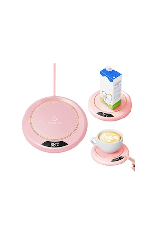 Xiyyadms Akıllı Usb Kahve Isıtıcı - 3 Sıcaklık Ayarı İle Çay, Süt Ve İçeceklerinizi Sıcak Tutar Pembe Pembe