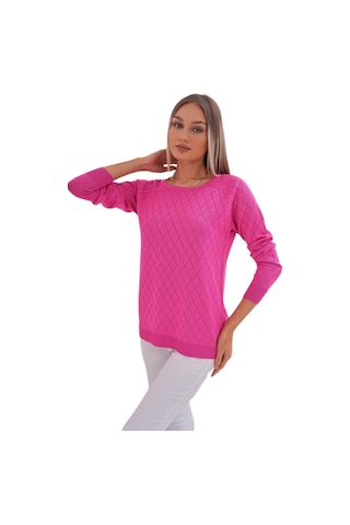 Kadın Baklava Dilimi Desenli Kazak 12781 Bgl-st04110 Fuşya