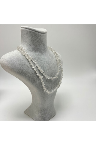 Sertifikalı Kristal Kuvars Saçaklı Model Doğal Taş Kolye 80 Cm Çok REnkli
