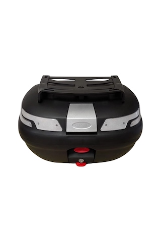 Motosiklet Arka Çanta Sl 45 Litre Sırt Dayama Ve Üst Bagaj Full Set Şeffaf Reflektör Siyah