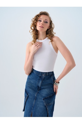 LOFT Crop Kadın Atlet Lf2038795 Q1.v1 Beyaz