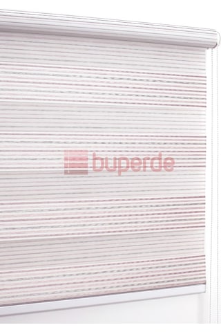 Buperde Pembe Pudra Beyaz Renkli Pilise Pliseli Zebra Stor Perde