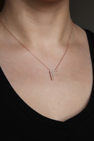 925 Ayar Gümüş Rose F Harfi Kolye - 23089601 Rose Gold