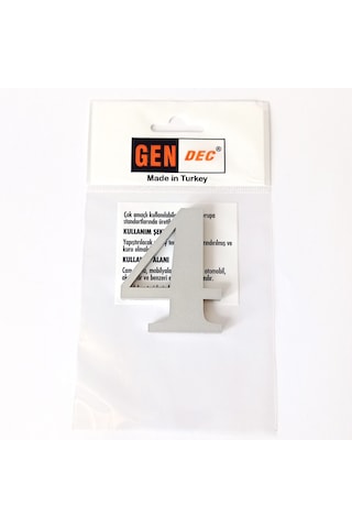 Gendec Kapı Numarası 7Cm No:4 Metalik Gri Kendinden Yapışkanlı Nu