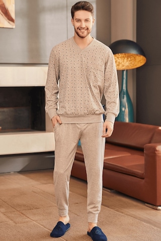Mecit Pijama By Mecit 2757 Kahverengi Büyük Beden Erkek Pijama Takımı Kahverengi