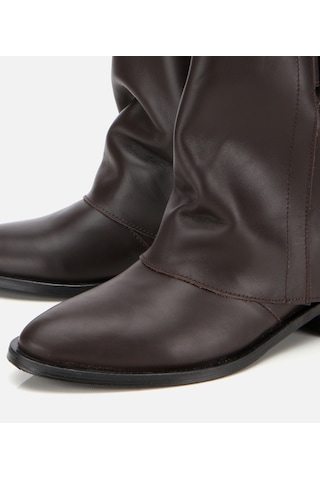 Hotiç Kadın Deri Kahverengi Tokalı Kırışık Görünümlü Kovboy/western Düz Bot 01boh315760a480 01boh315760a480 Kahverengi