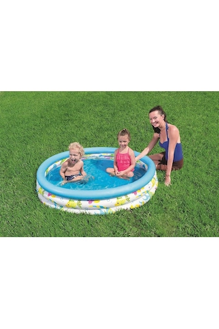 Su Pompalı Bestway 51009, 3 Boğum Desenli Çocuk Havuzu, 122x25 cm Çok Renkli