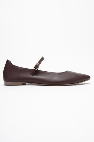 Luvishoes Luvi Shoes Lunaıre Kahverengi Hakiki Deri Tek Bantlı Sivri Burun Kadın Babet Ayakkabı Kahverengi
