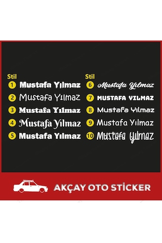 (2 Adet) Isme Özel Sticker Isim Sticker Isme Özel Araba Sticker