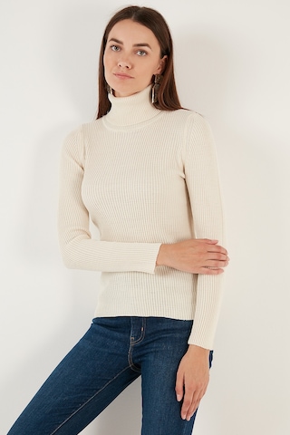 Lela Fitilli Regular Fit Balıkçı Yaka Soft Akrilik Bayan Kazak 4614102 Krem