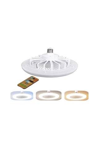 Ximistore9 Beyaz Ev Ofis Mutfak Kullanıma Uygun E27 Vidalı 85-265v 3200k-6500k Led Fanlı Lamba, Uzaktan Kumandalı, Enerji Tasarruflu, Parlak Ve Göz Koruyucu Beyaz