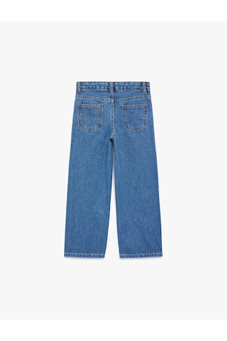 Koton Pamuklu Fiyonk Baskılı Taş Detaylı Denim Pantolon Koyu İndigo 6skg40019ad Koyu Indigo