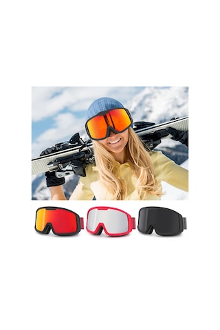 Xindoker Kış Sporları Gözlüğü - Çift Katmanlı Buhar Engelleme, Uv Koruma, Tpu Çerçeve, Erkek/kadın Kayak Gözlüğü Siyah Çerçeve Kırmızı Lens Kırmızı
