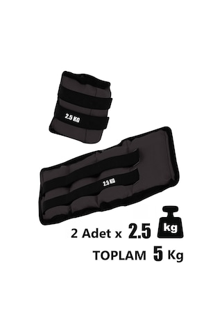 2,5 Kg X 2 Adet Siyah El Ayak Bileği Ağırlığı + Atlama İpi Siyah