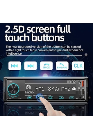 Novahub Bluetooth Araç Arama - Dokunmatik Panel, Eller Serbest, Usb Şarj, U-disk/tf/aux, 1 Din Mp3 Oynatıcı