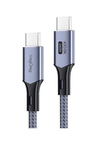 Veggieg Usb 4.0 E-mark 240w 40gbps Thunderbolt 4 8k 60hz Type-c Görüntü Hızlı Şarj Ve Data Kablosu 50 Cm