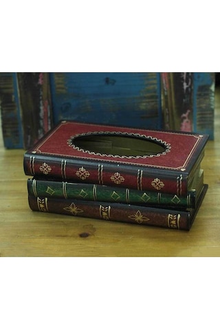 Sones Retro El Çizimi Kitap Stili Mendil Kutusu Kılıfı Kırmızı