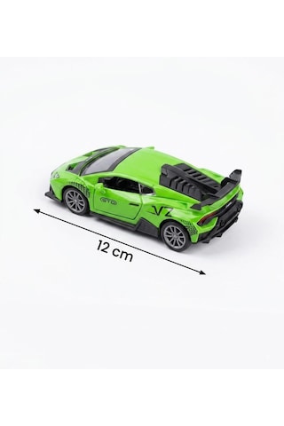 Çek-bırak Mekanizmalı 12cm Süper Sport Model Kapıları Açılabilir Metal Oyuncak Yarış Arabası Yeşil