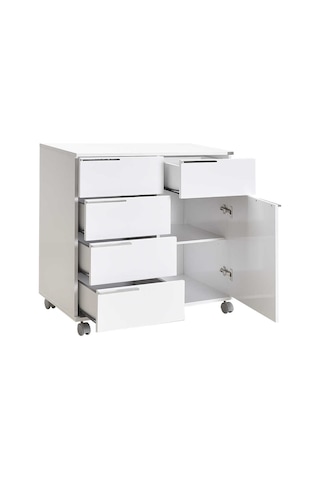 Diamond 5 Çekmeceli Tek Kapaklı Dolap - Lake Beyaz