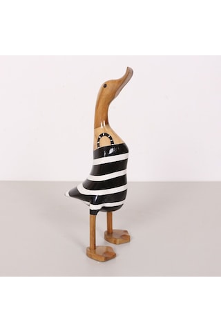 Çizgili Ördek El Oyması Teak Gövde 34x14x13 Cm