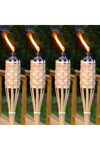 10 Pcs 90 Cm Bamboo Torch 10 Adet Vıp 90 Cm Bambu Meşale Bahçe Aydınlatma Kır Düğünü Kortej Işıkları
