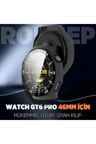 Huawei Watch Gt6 Pro 46mm İçin 2 Si 1 Arada Sert Polikarbonat Kasa Ve Ekran Koruyuculu Kılıf Dokunma Ve Netliği Etkilemeyen Çizilme Ve Darbe Önleyici Gt6 Pro Ekran Koruyucu Kılıfı Siyah Çok Renkli