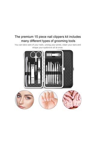 Qingmipy "15 Parçalık Paslanmaz Çelik Tırnak Bakım Seti - Profesyonel Manikür Pedikür Aletleri"